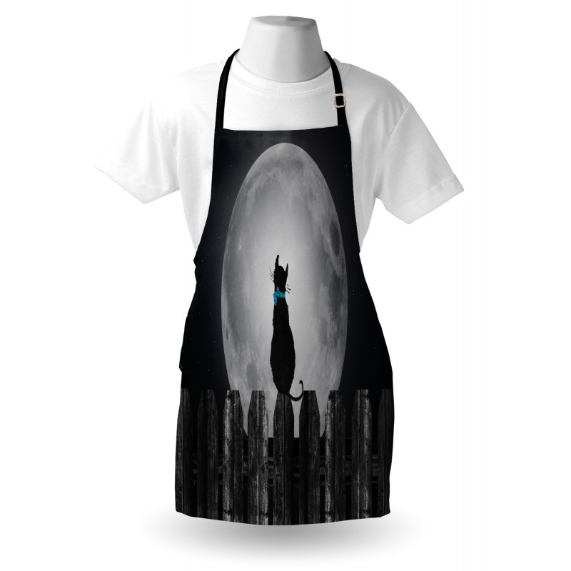 Cat Looking at the Moon Apron