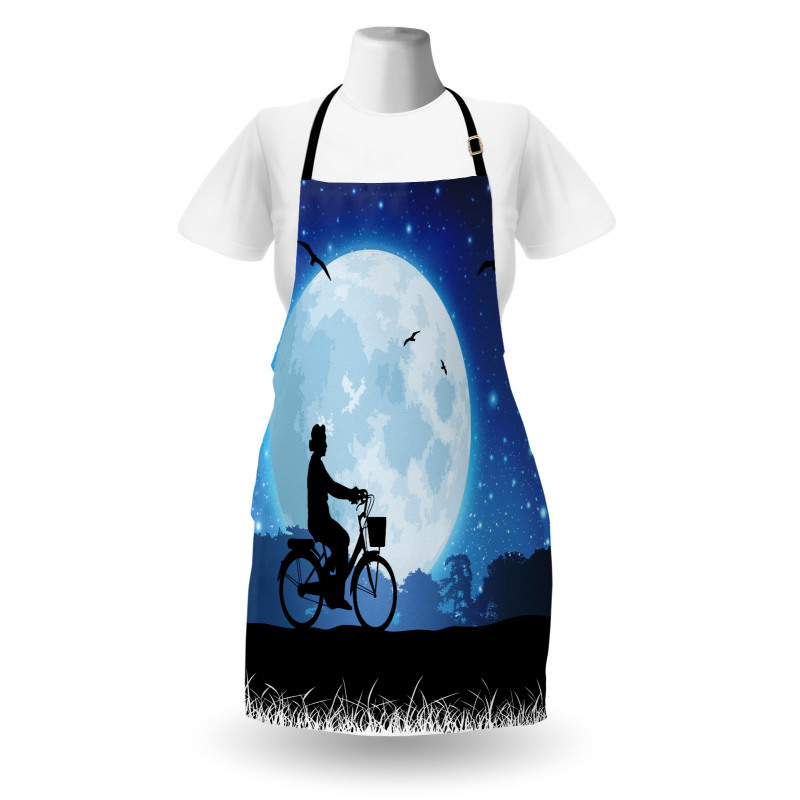 Person Rides Bicycle Night Apron