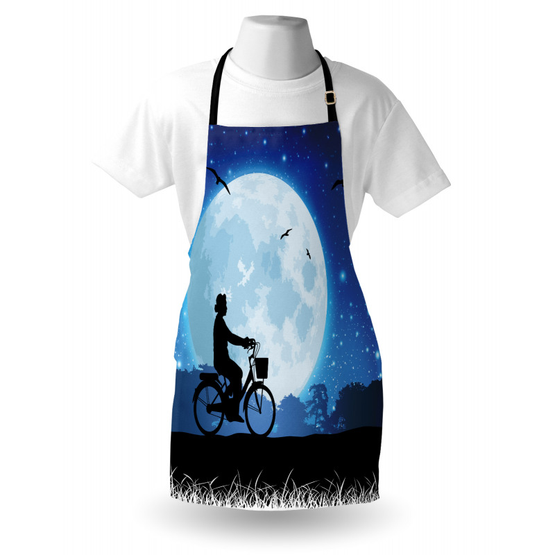 Person Rides Bicycle Night Apron
