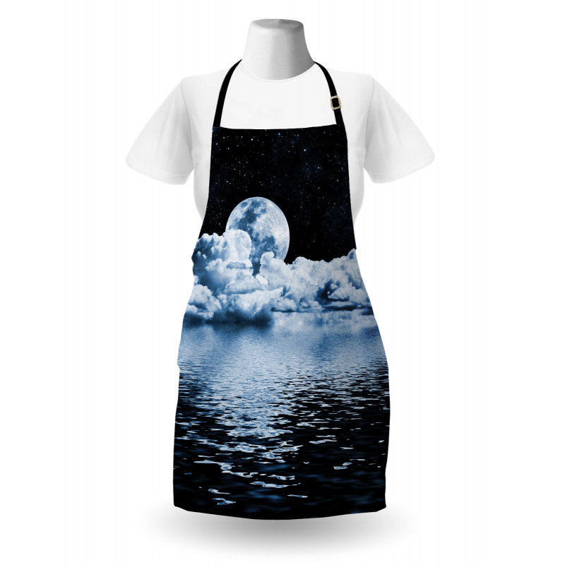 Moon Sets over Clouds Apron