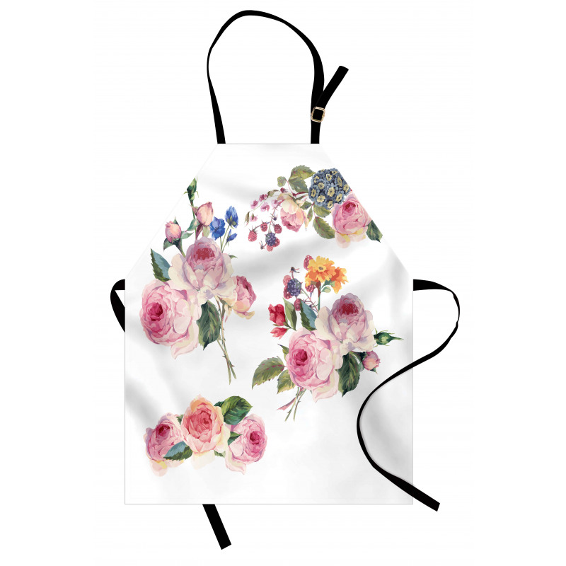 English Wild Roses Bouquet Apron