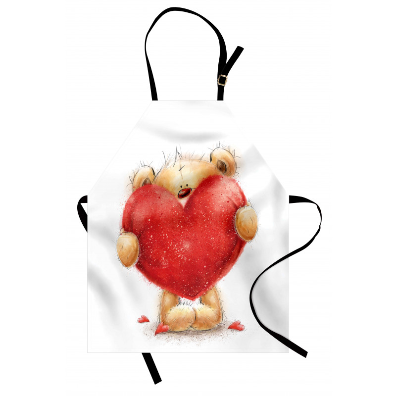 Romantic Mascot Red Heart Apron