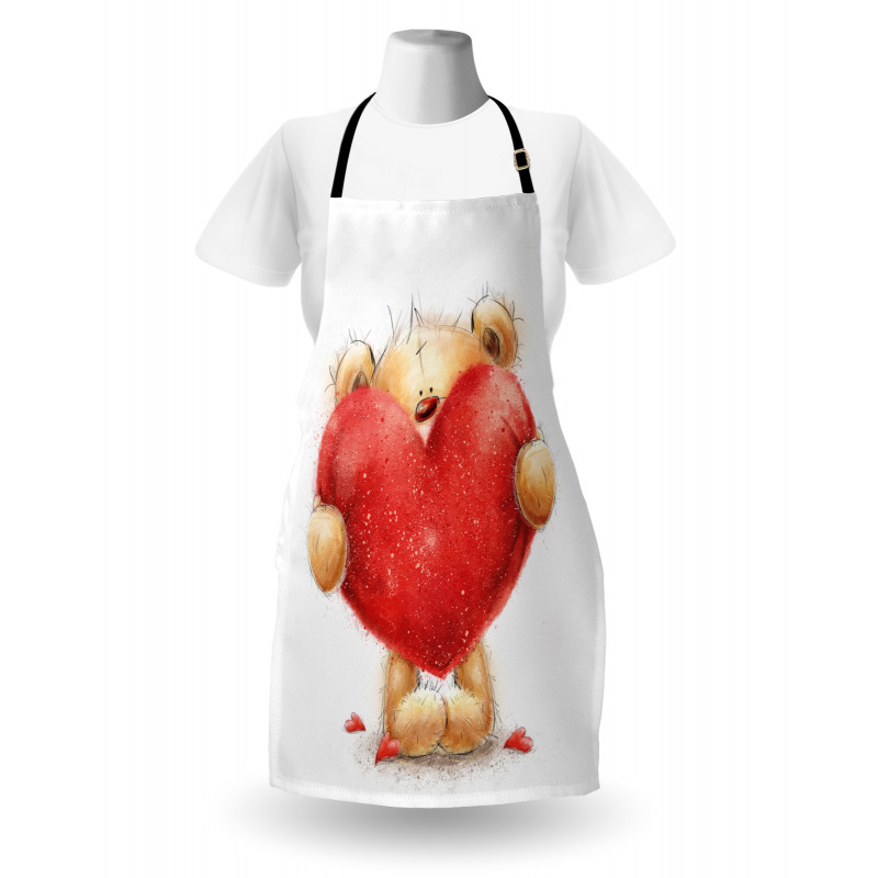 Romantic Mascot Red Heart Apron