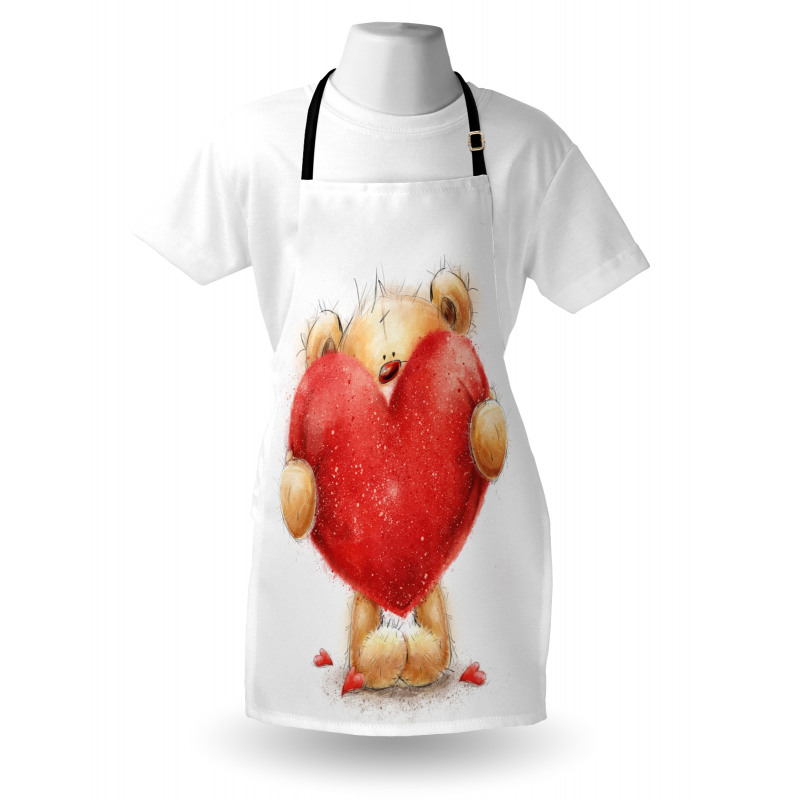 Romantic Mascot Red Heart Apron