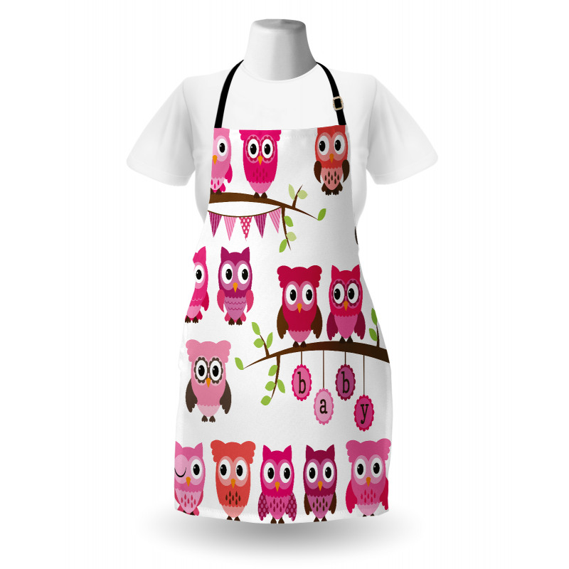 Owls Branches Cartoon Apron