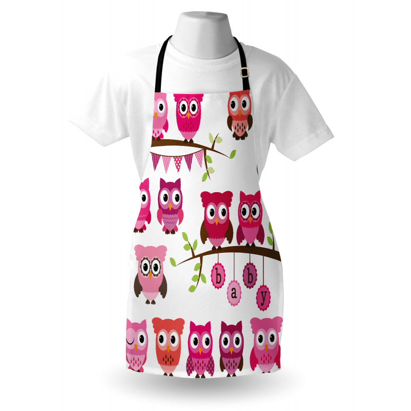 Owls Branches Cartoon Apron