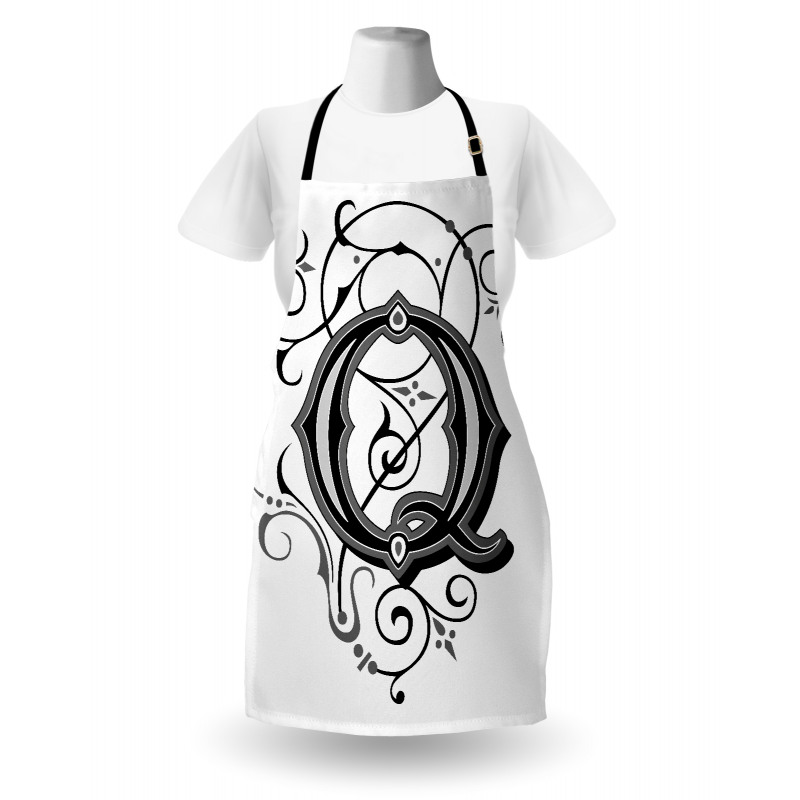 Gothic Q Flowers Art Apron