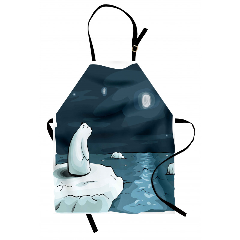 Polar Bear Moon Cartoon Apron