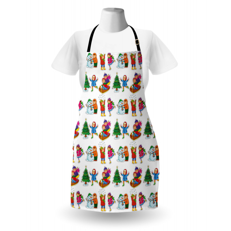 Kids in Seasonal Clothes Apron