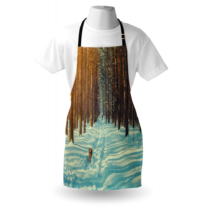 Skier Running Dog Forest Apron