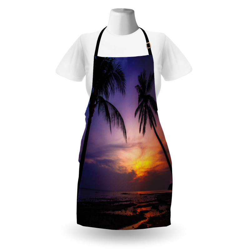 Vivid Twilight Palm Trees Apron