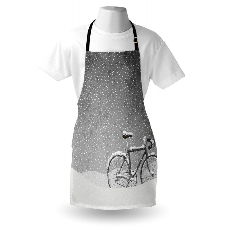 Bicycle Snow Calm Scene Apron