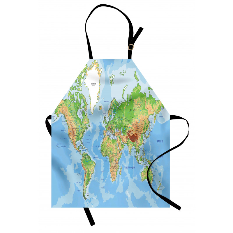 Haritalar Mutfak Önlüğü Dünya Çizimi Desenli