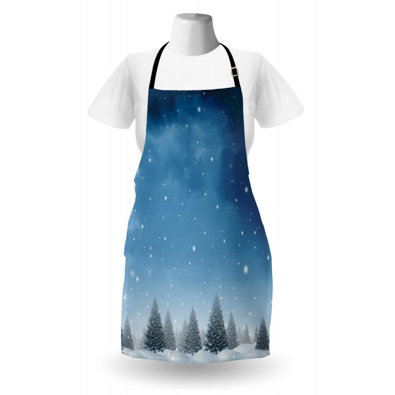 Xmas Blue Forest Trees Apron