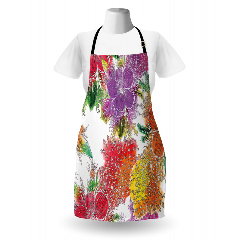 Abstract Colorful Flowers Apron