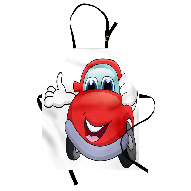 Cartoon Red Vehicle Happy Apron