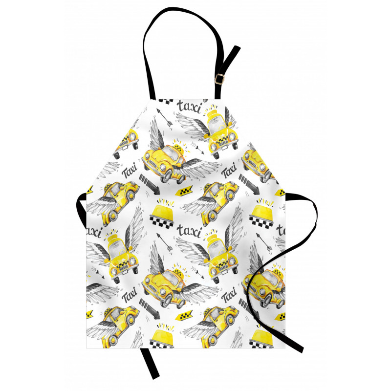 Watercolor Flying Taxis Apron