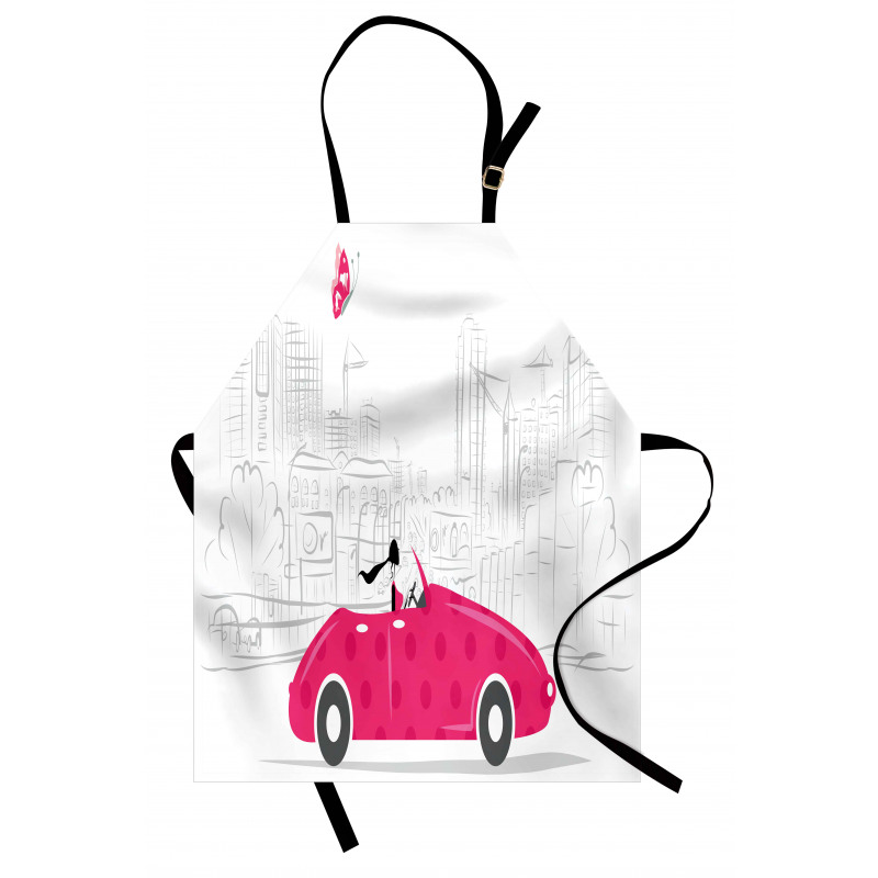 Woman Driving Vintage Car Apron