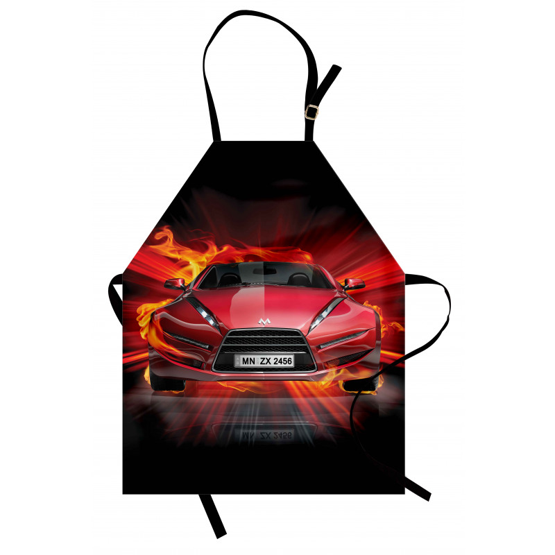 Fire Car Speeding Flames Apron