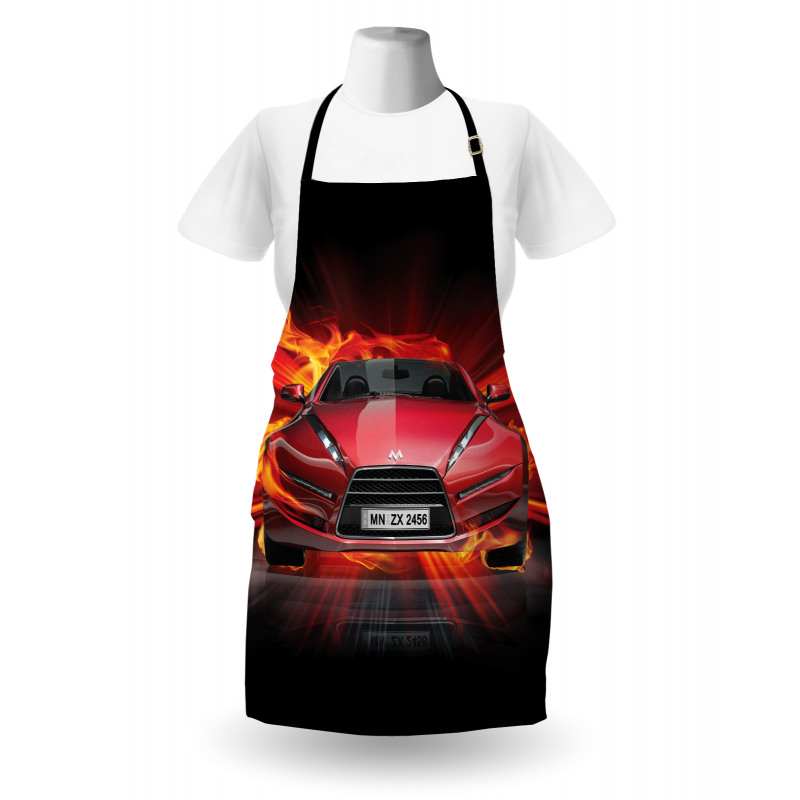 Fire Car Speeding Flames Apron