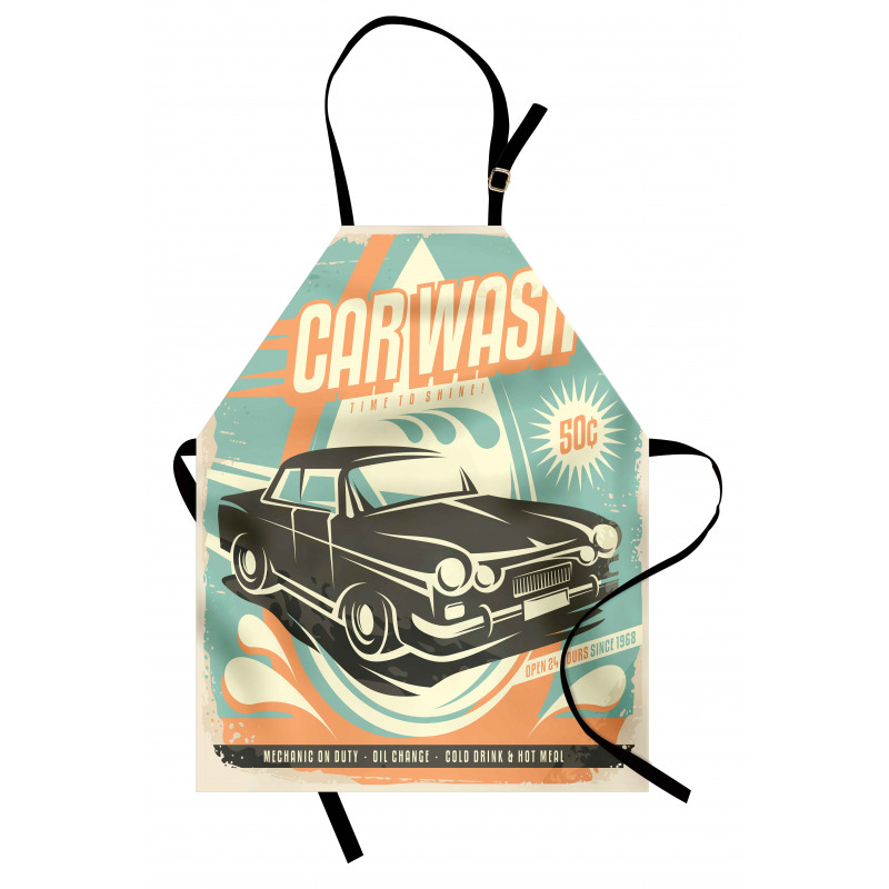 Retro Car Wash Poster Apron