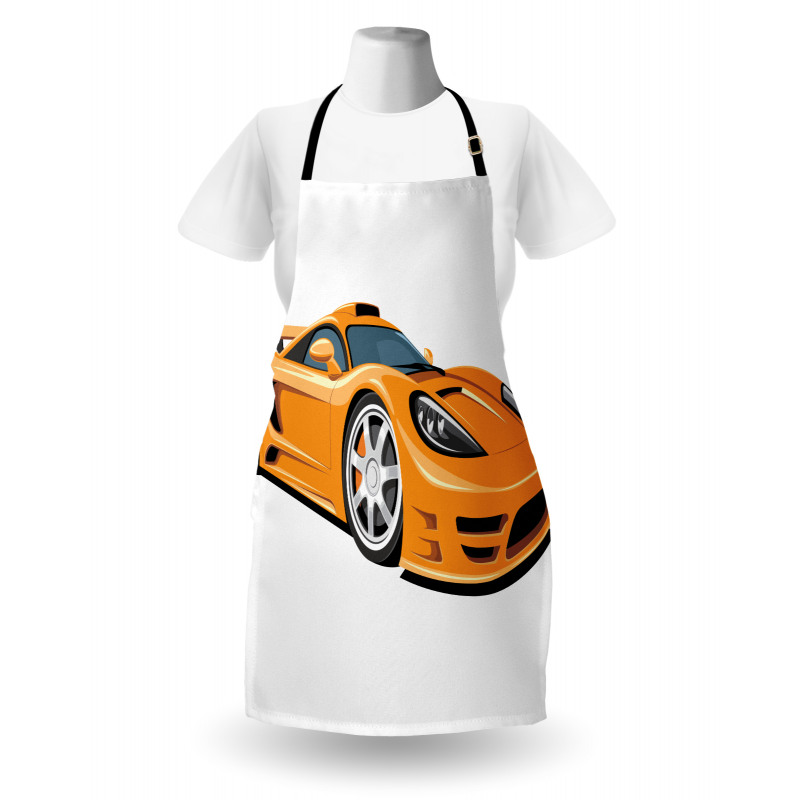 Orange Fast Sports Car Apron