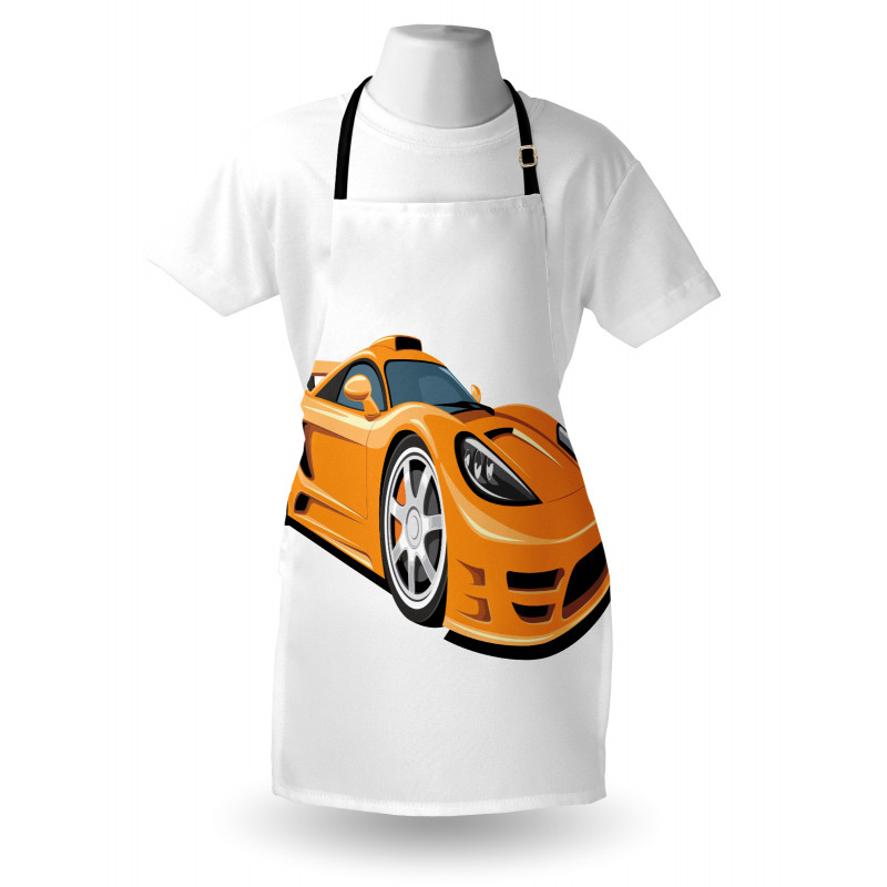 Orange Fast Sports Car Apron