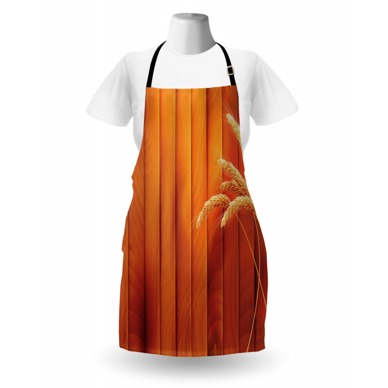 Wheat Spikes Wood Plank Apron