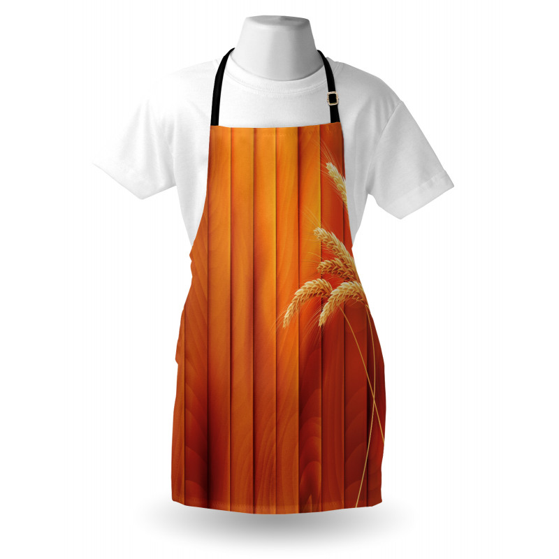 Wheat Spikes Wood Plank Apron