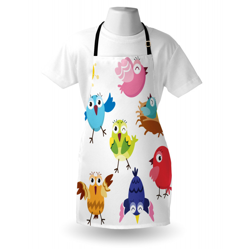 Funny Birds Sun Cartoon Apron