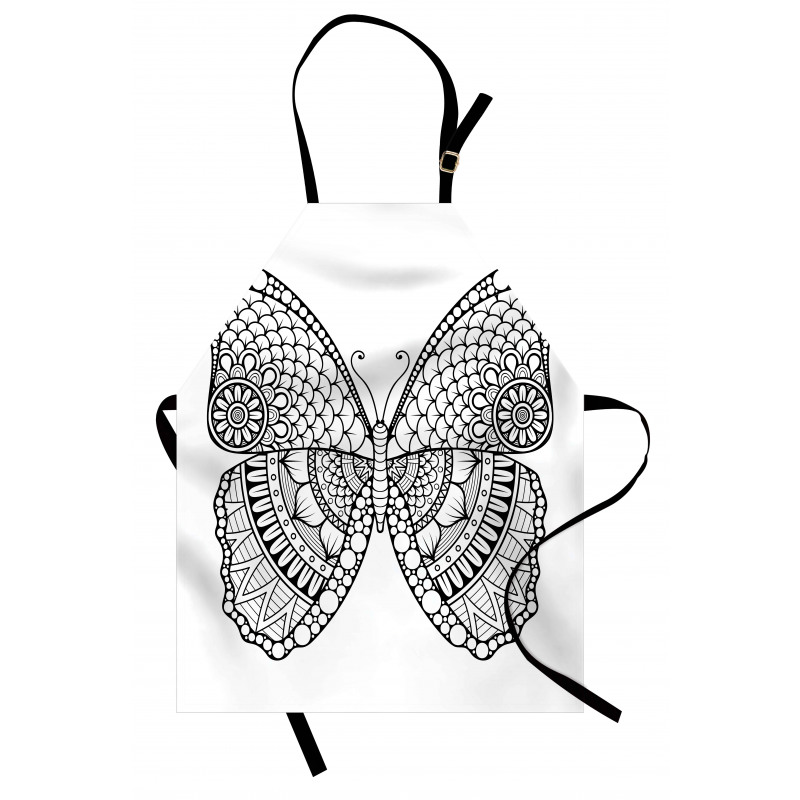 Monochrome Butterfly Graphic Apron