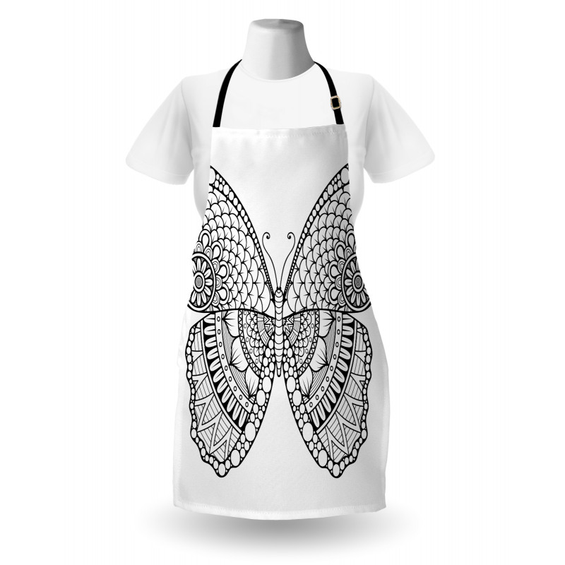Monochrome Butterfly Graphic Apron