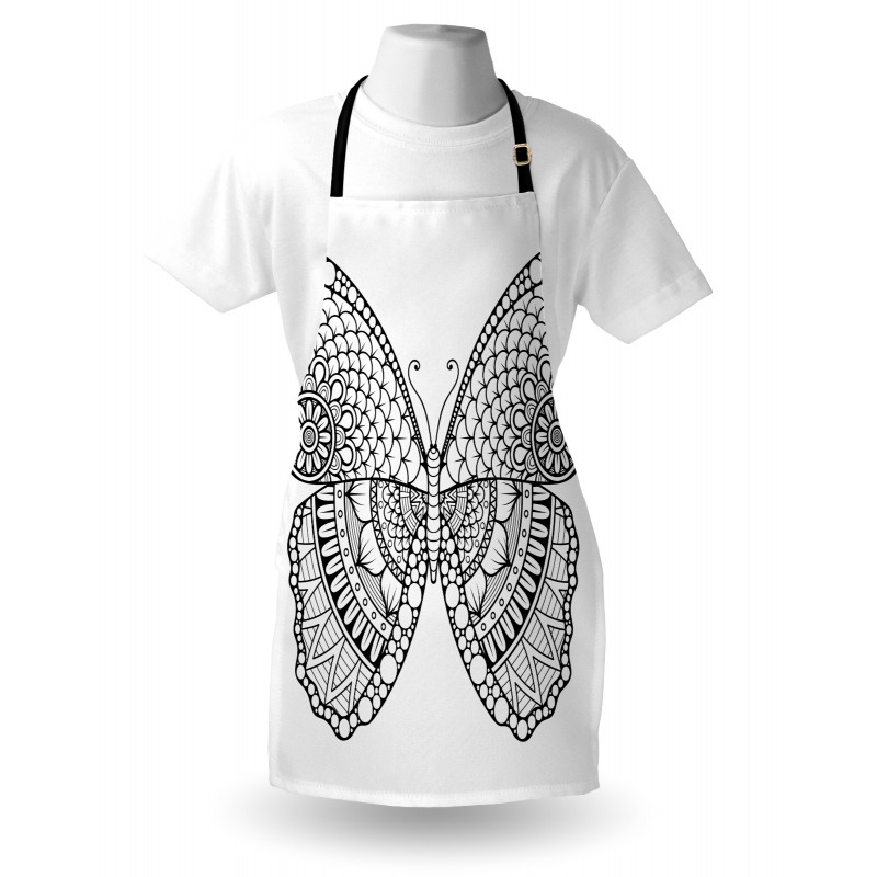 Monochrome Butterfly Graphic Apron
