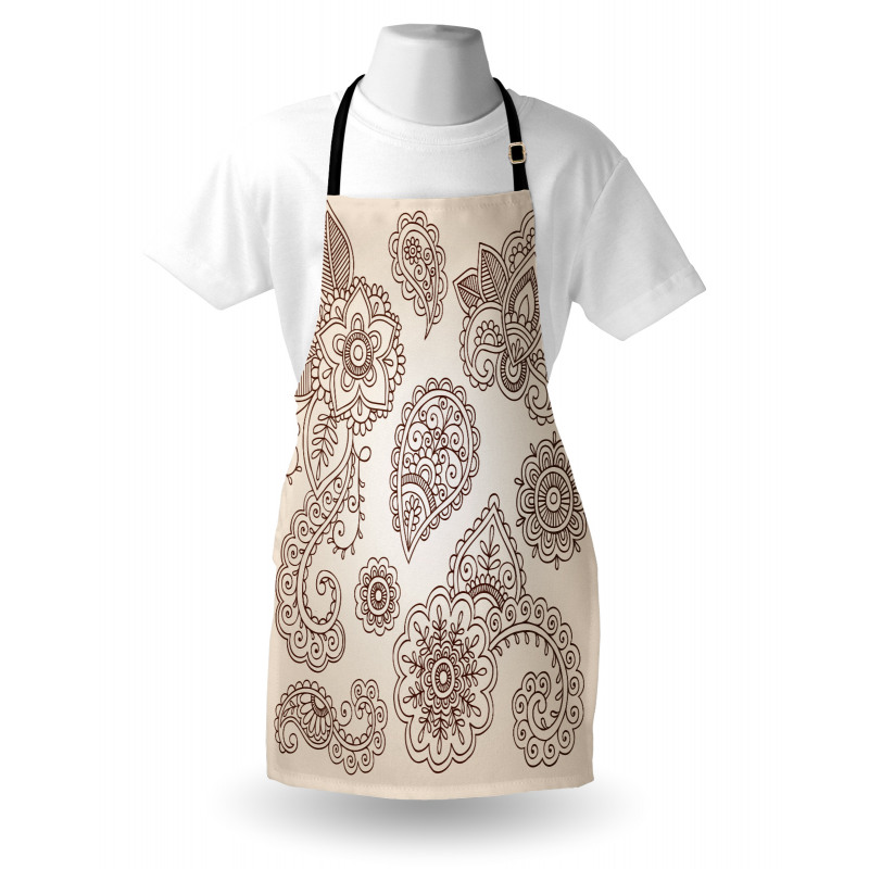 Monochrome Paisley Doodle Apron