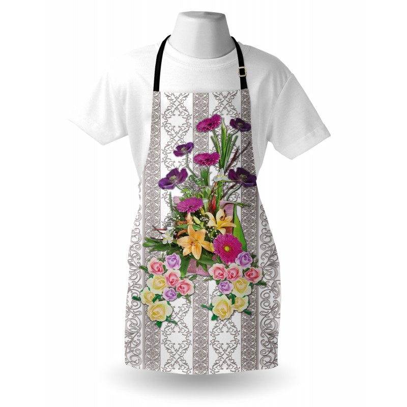 Colorful Bouquet on Curls Apron