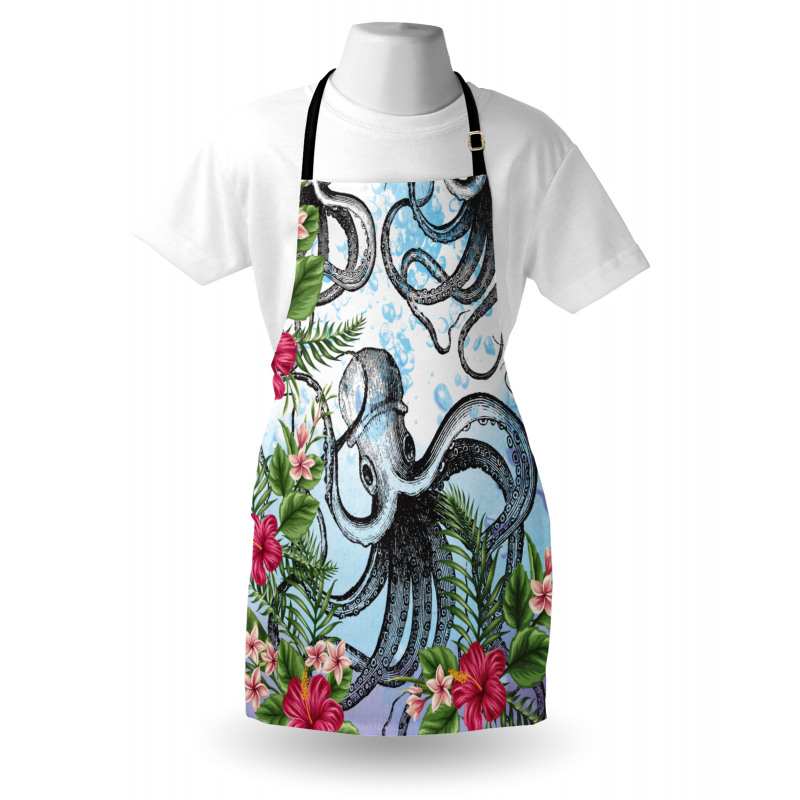 Tropic Hibiscus and Octopus Apron