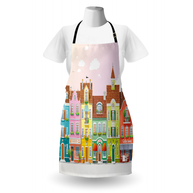 Retro Houses Digital Apron