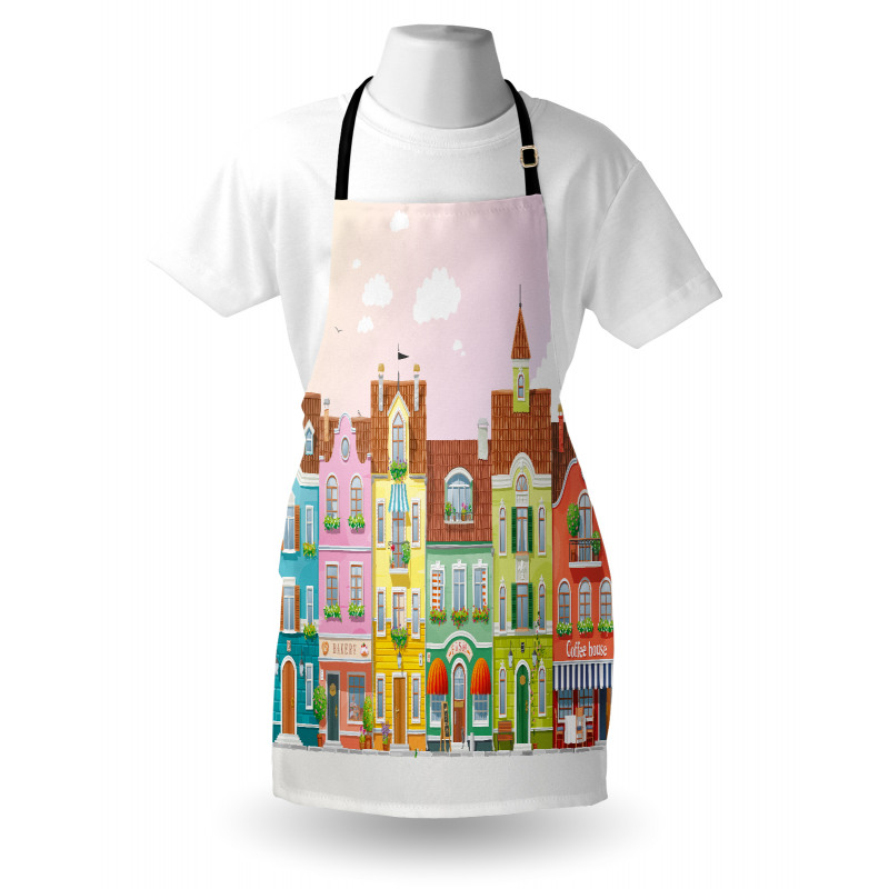 Retro Houses Digital Apron