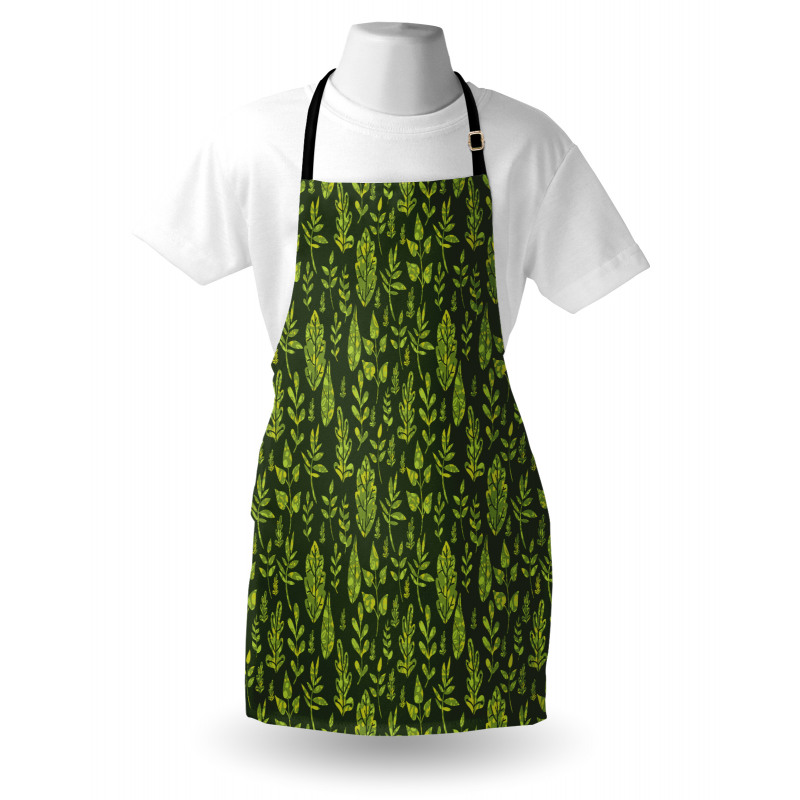 Patterned Green Leaves Apron