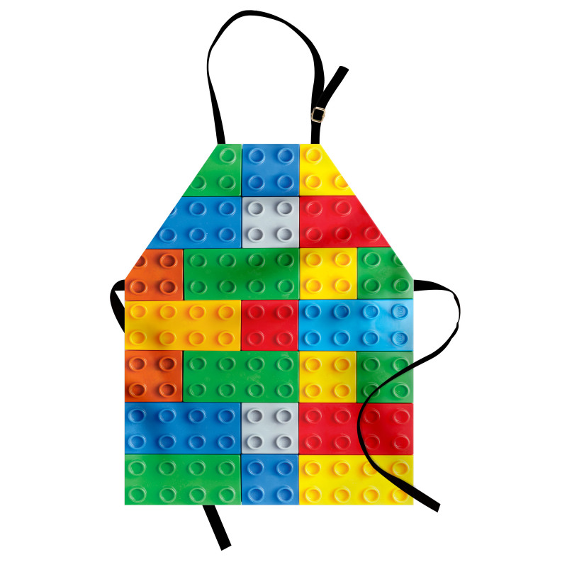Oyun Mutfak Önlüğü Rengarenk Geometrik Oyuncak Blok Parça Deseni