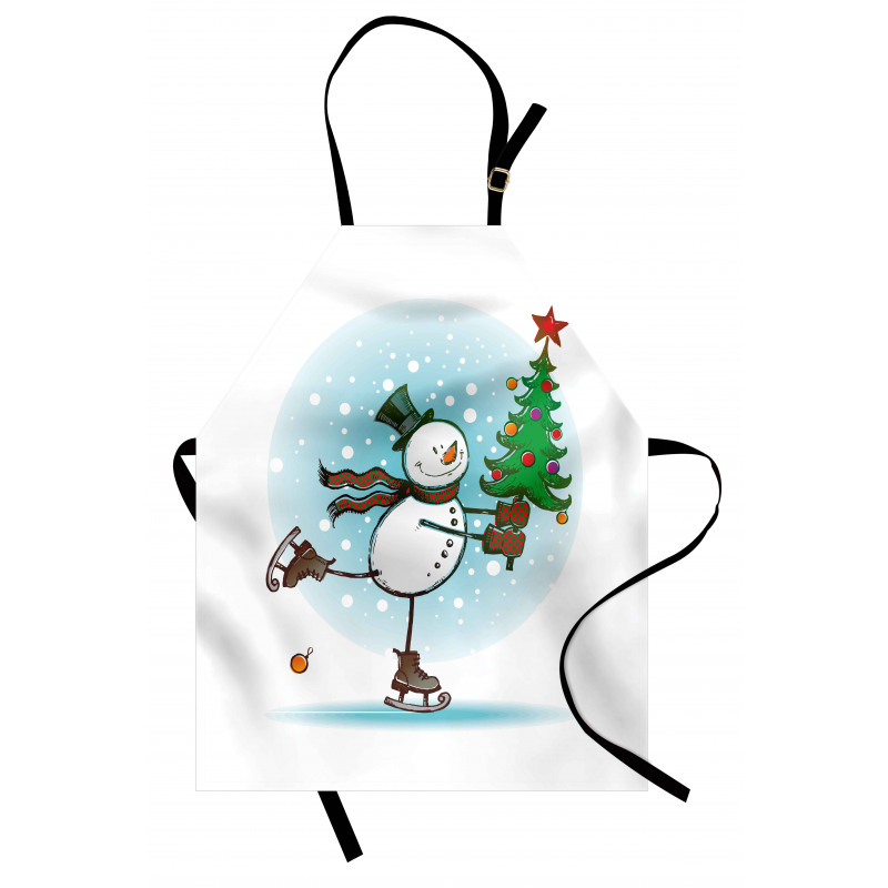 Skating Xmas Tree Snow Apron