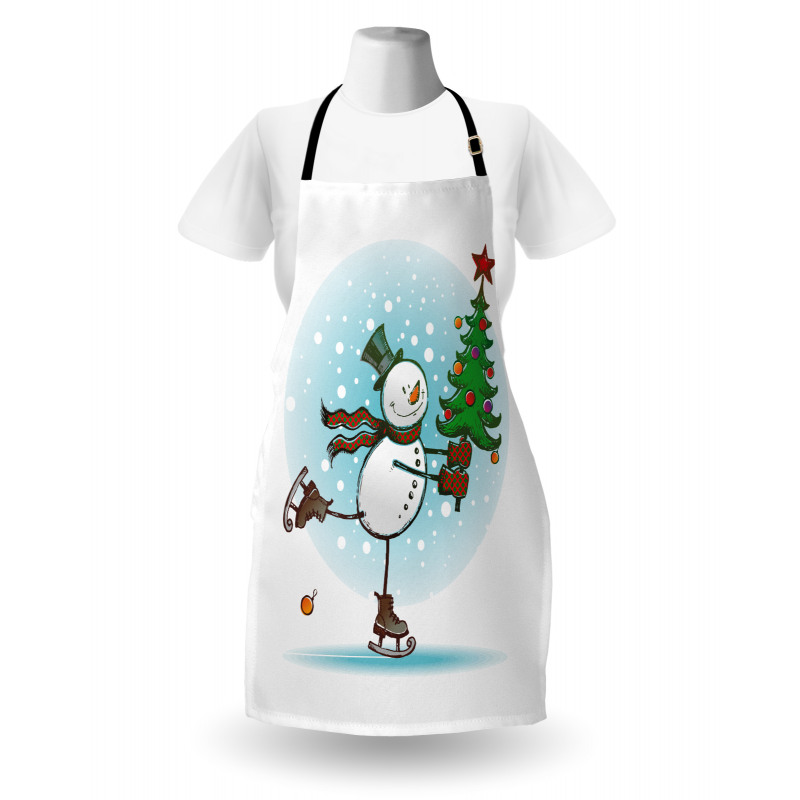 Skating Xmas Tree Snow Apron