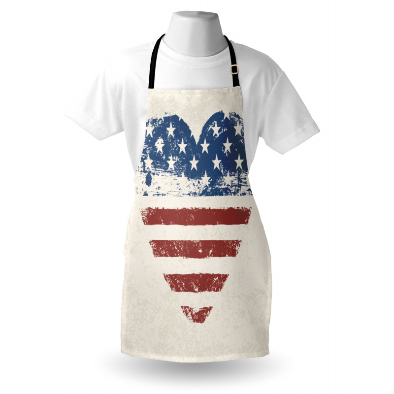 Retro Mutfak Önlüğü Kalpli Amerikan Bayrağı