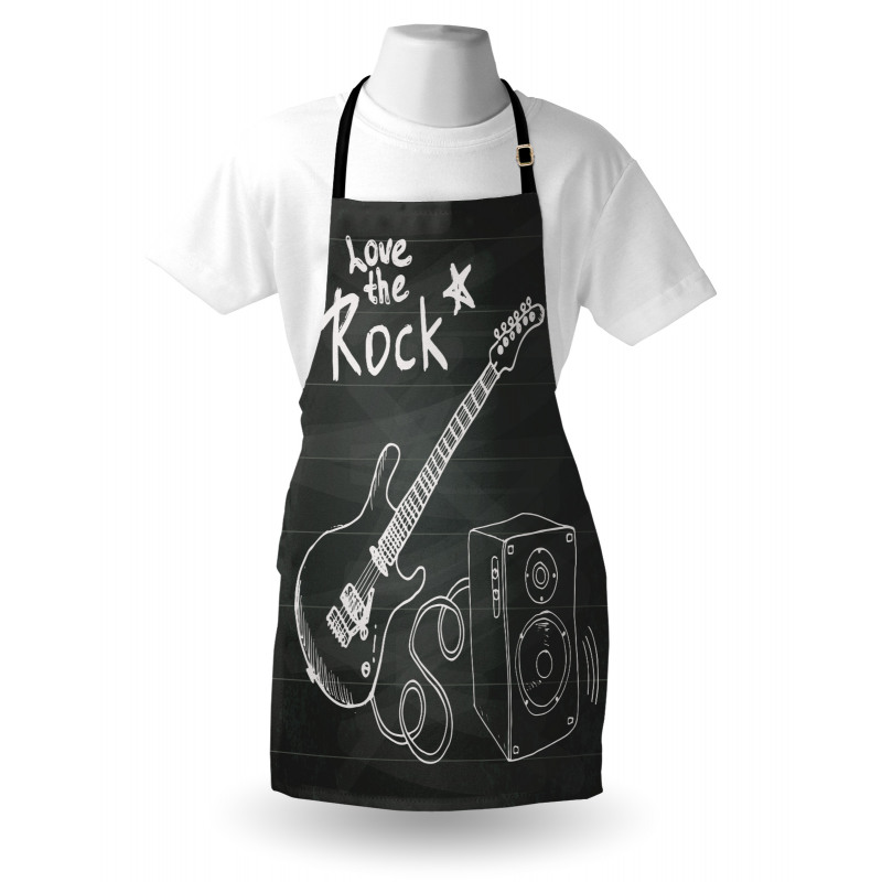 Love Rock Music Sketch Apron