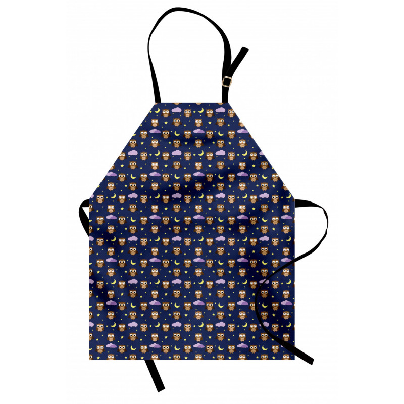 Cartoon Birds at Night Apron