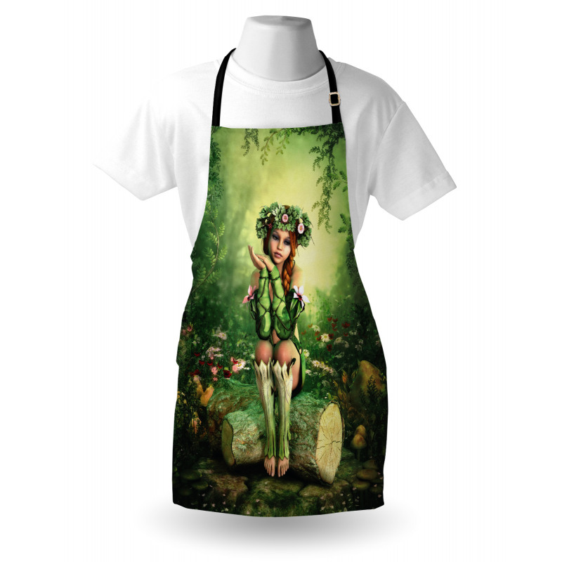 Elf Girl with Wreath Tree Apron