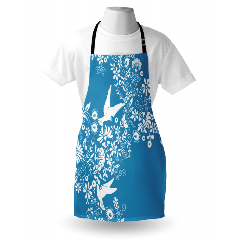 Flowers Flying Doves Asian Apron