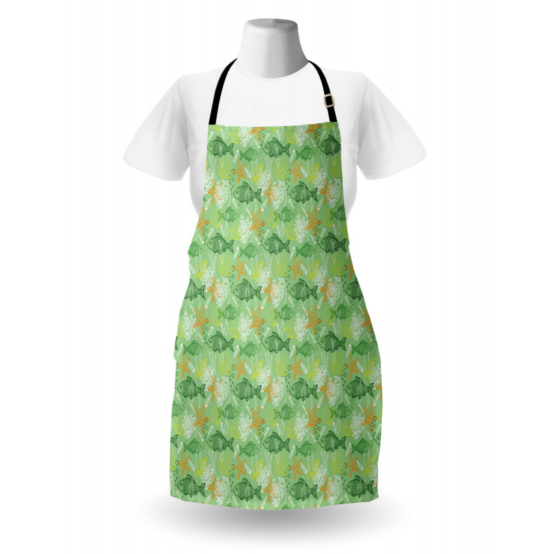 Bass Starfish Seashell Apron