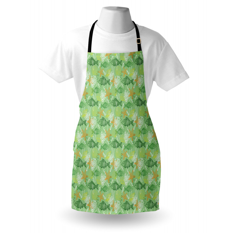 Bass Starfish Seashell Apron