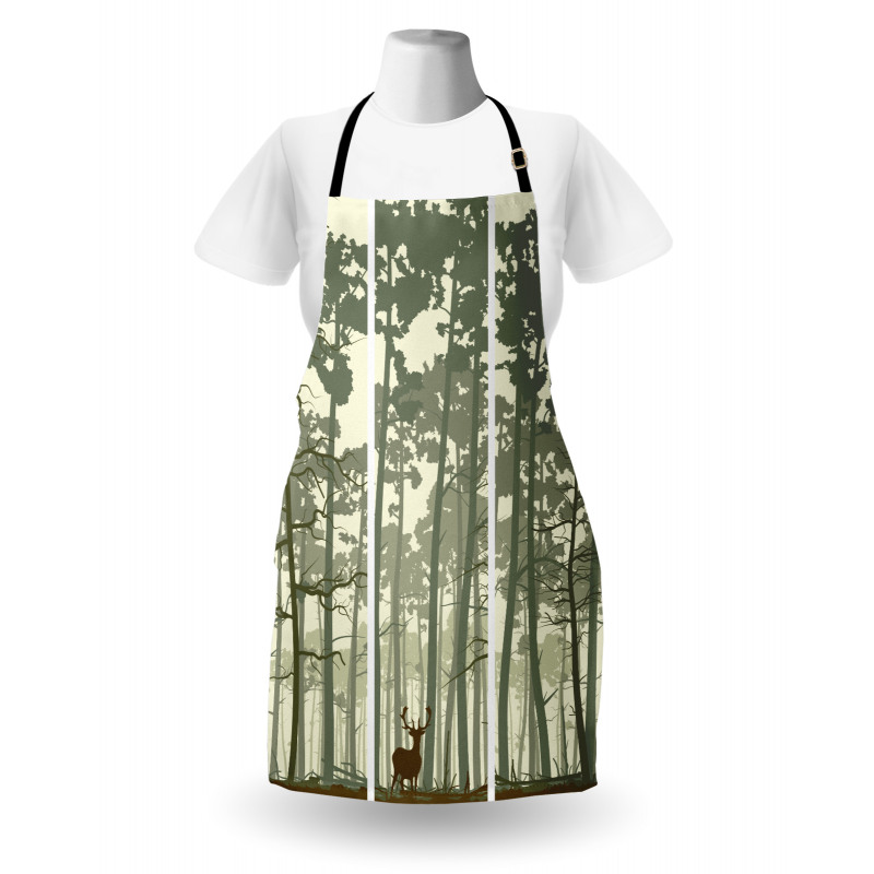 Pine Trees Deer Motif Apron